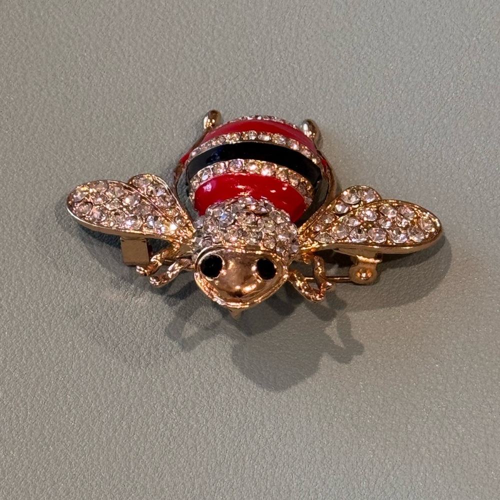 Red and Black Bee Brooch NWOT